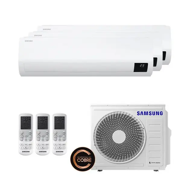 Ar Condicionado Multisplit Tri 33000 Btu(2×12000+9000) Quente/frio – Inverter – Samsung – 220v – Aj025anapkh Aj035anapkh1 / Aj068axj3kh