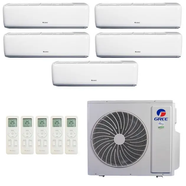 Ar Condicionado Multisplit Penta 54000 Btu(3×12000+2×9000) Quente/frio – Inverter – Gree – 220v – Gwh(12)atc-d6dna1a Gwh(09)atb-d6dna1a / 5gwhd(42)nd6bo
