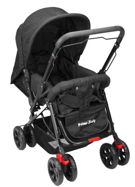Carrinho de Bebê 2 em 1 Prime Baby Rover Preto com Alça Reversível até 15kg Carrinho de Bebê 2 em 1 Prime Baby Rover Preto com Alça Reversível até 15kg