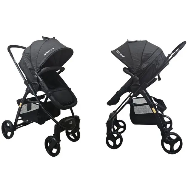 Carrinho de Bebê 3 em 1 Júpiter Preto e Cinza - Passear Baby