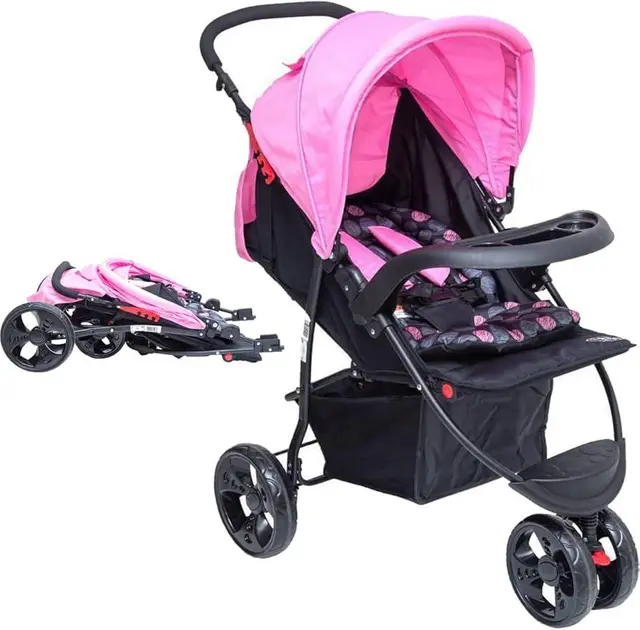Carrinho de Bebê Baby Style Urban Rosa – Reclinável e com Bebê Conforto Carrinho de Bebê Baby Style Urban Rosa - Reclinável e com Bebê Conforto