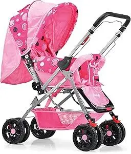 Carrinho de Bebê Berço e Passeio 2 em 1 Prime Baby Rover Rosa - Reversível até 15kg