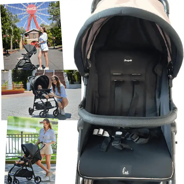 Carrinho de Bebê Burigotto Lui Sand com Bebê Conforto e Base Isofix 0 à 15 Kg