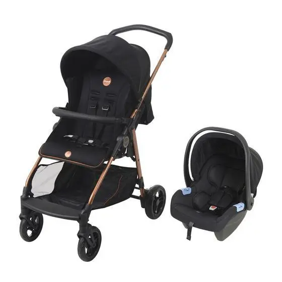 Carrinho de Bebê Burigotto Lui Travel System Preto Cobre com Bebê Conforto e Base ISOFIX Carrinho de Bebê Burigotto Lui Travel System Preto Cobre com Bebê Conforto e Base ISOFIX