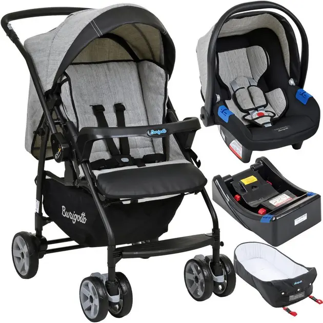 Carrinho de Bebê Burigotto Travel System Rio K + Bebê Conforto Touring Preto 4019