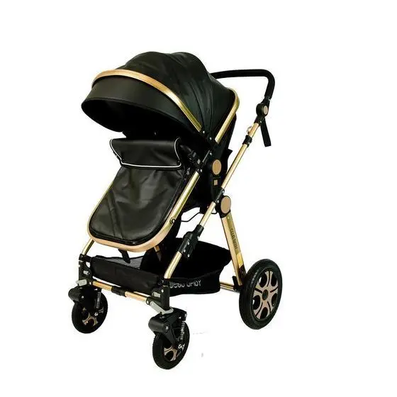Carrinho de Bebê Club Baby Supremo Preto e Dourado 3 em 1 - Com Bebê Conforto e Moisés