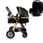 Carrinho de Bebê Club Baby Supremo Preto e Dourado 3 em 1 - Com Bebê Conforto e Moisés