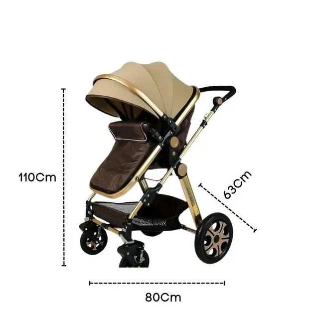 Carrinho de Bebê Club Baby Supremo Preto e Dourado 3 em 1 - Com Bebê Conforto e Moisés