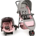 Carrinho de Bebê Conforto Cosco Jetty Rosa com Bandeja e Protetor UV 30+