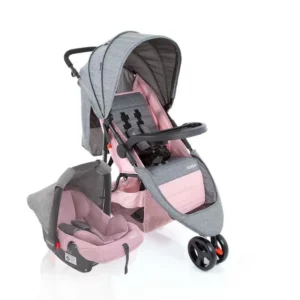 Carrinho de Bebê Conforto Cosco Jetty Rosa com Bandeja e Protetor UV 30+