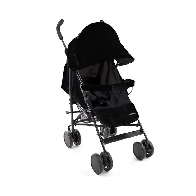 Carrinho de Bebê Cosco Hobby Preto 15kg Reclinável com Capota UV 50+ Carrinho de Bebê Cosco Hobby Preto 15kg Reclinável com Capota UV 50+