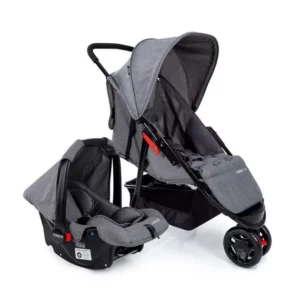 Carrinho de Bebê Cosco Travel System Toffy com Bebê Conforto - Cinza Mescla