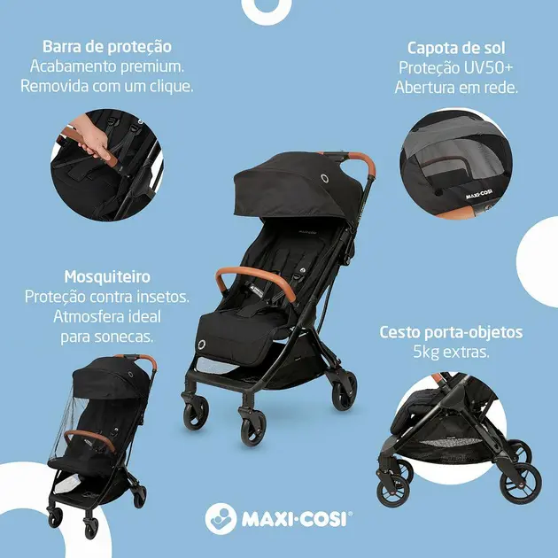Carrinho de Bebê de Passeio Travel System Maxi-Cosi Eva TS Trio Essential Preto