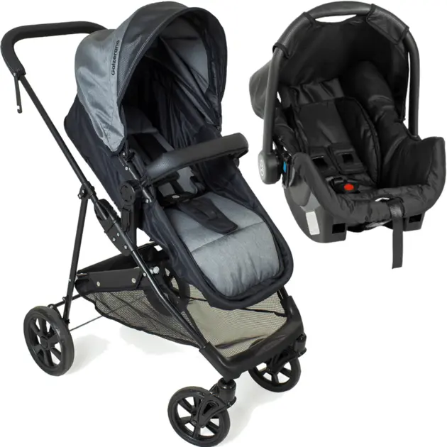 Carrinho de Bebê Galzerano Bebê Conforto Napoli Cinza – Assento Reversível, Moisés Carrinho de Bebê Galzerano Bebê Conforto Napoli Cinza - Assento Reversível, Moisés