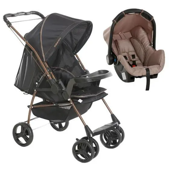 Carrinho de Bebê Galzerano Milano Reversível II Cinza e Preto - Até 15KG