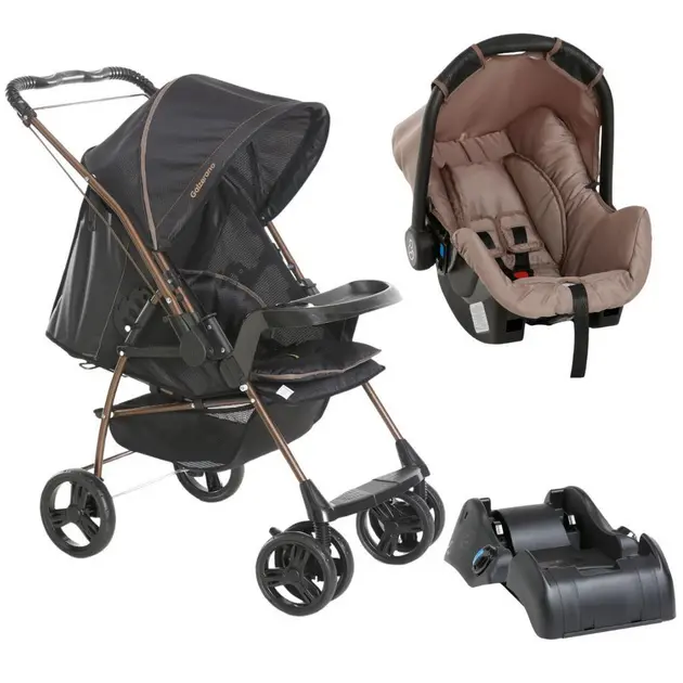 Carrinho de Bebê Galzerano Milano Reversível II Preto e Cobre