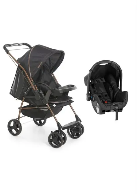 Carrinho de Bebê Galzerano Milano Reversível II Preto e Cobre