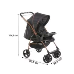 Carrinho de Bebê Galzerano Milano Reversível II Preto e Cobre
