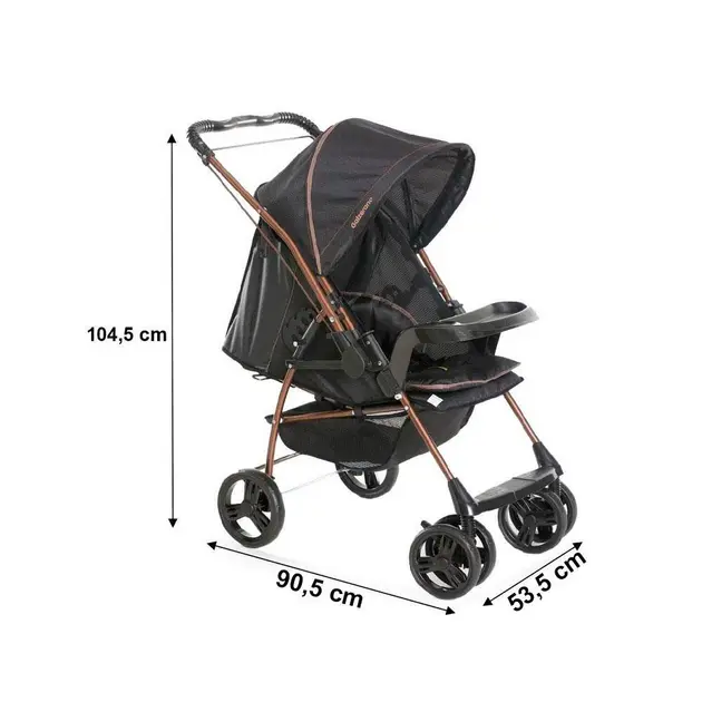 Carrinho de Bebê Galzerano Milano Reversível II Preto e Cobre