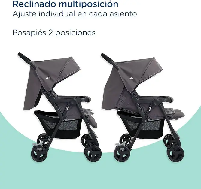Carrinho de Bebê Gêmeos Aire Twin Joie Cinza Dark Pewter Carrinho de Bebê Gêmeos Aire Twin Joie Cinza Dark Pewter