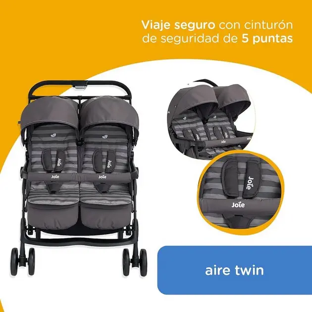Carrinho de Bebê Gêmeos Aire Twin Joie Cinza Dark Pewter Carrinho de Bebê Gêmeos Aire Twin Joie Cinza Dark Pewter
