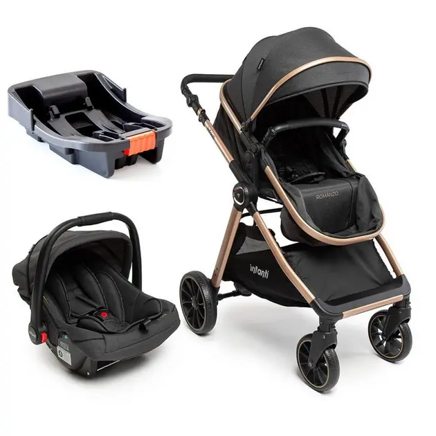 Carrinho de Bebê Infanti Bebê Conforto Romanzo Duo Cinza Carrinho de Bebê Infanti Bebê Conforto Romanzo Duo Cinza