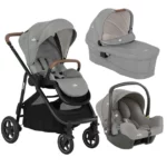 Carrinho de Bebê Joie Trio Versatrax E Bebê Conforto Cinza Pebble