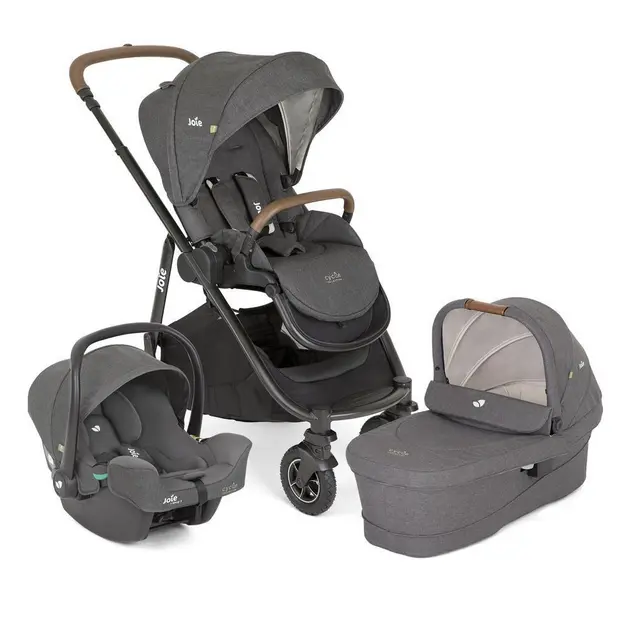 Carrinho de Bebê Joie Trio Versatrax E Bebê Conforto Cinza Pebble Carrinho de Bebê Joie Trio Versatrax E Bebê Conforto Cinza Pebble