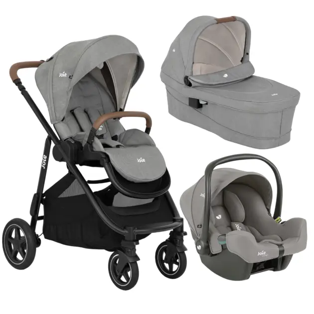 Carrinho de Bebê Joie Trio Versatrax E Bebê Conforto Cinza Pebble Carrinho de Bebê Joie Trio Versatrax E Bebê Conforto Cinza Pebble