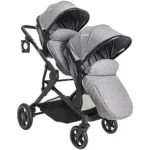 Carrinho de Bebê Kiddo Duplo Pair com Bebê Conforto e Base - Melange Cinza