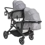 Carrinho de Bebê Kiddo Duplo Pair com Bebê Conforto e Base - Melange Cinza