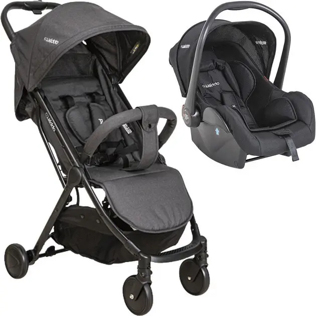Carrinho de Bebê Kiddo Road Pretos para Gêmeos Compacto com Bebê Conforto Carrinho de Bebê Kiddo Road Pretos para Gêmeos Compacto com Bebê Conforto