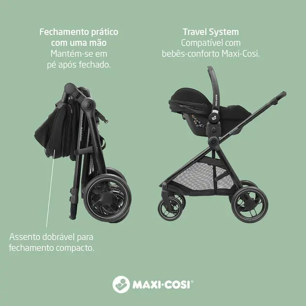 Carrinho de Bebê Maxi Cosi Bebê Conforto Anna 3 Trio Essential Preto Carrinho de Bebê Maxi Cosi Bebê Conforto Anna 3 Trio Essential Preto