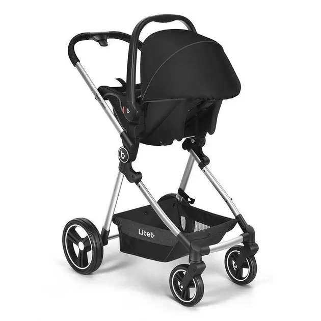 Carrinho de Bebê Multikids Jazz 2 em 1 Preto e Cinza Bb468