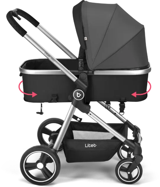 Carrinho de Bebê Multikids Jazz 2 em 1 Preto e Cinza Bb468