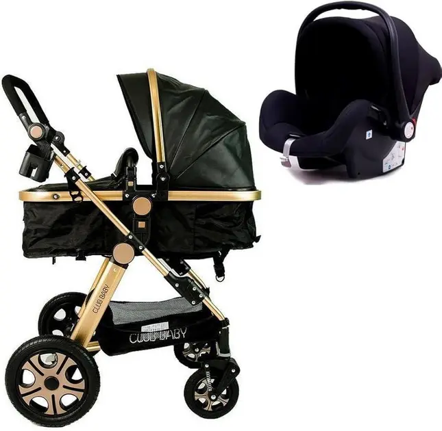 Carrinho de Bebê Passear 3 em 1 Baby Júpiter Preto e Caqui