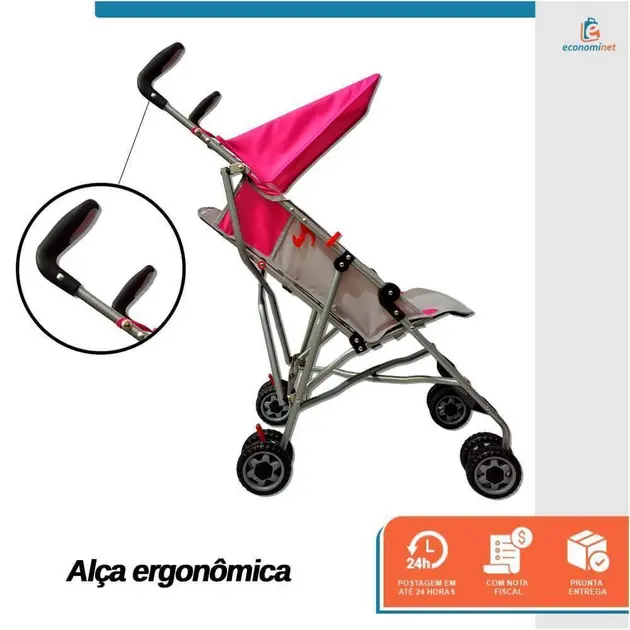 Carrinho de Bebê Passeio Estilo Guarda-Chuva Compacto Turim Rosa 6 meses a 15 Kg Carrinho de Bebê Passeio Estilo Guarda-Chuva Compacto Turim Rosa 6 meses a 15 Kg