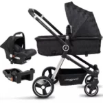 Carrinho de Bebê Premium Baby Bebê Conforto Aston Preto e Gold 3 em 1