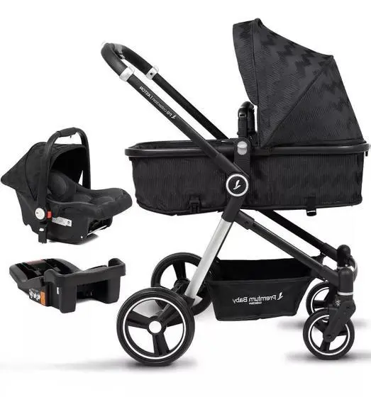 Carrinho de Bebê Premium Baby Bebê Conforto Aston Preto e Gold 3 em 1 Carrinho de Bebê Premium Baby Bebê Conforto Aston Preto e Gold 3 em 1