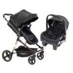 Carrinho de Bebê Premium Baby Bebê Conforto Aston Preto e Gold 3 em 1