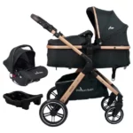 Carrinho de Bebê Premium Baby Kansas Preto e Dourado com Bebê Conforto