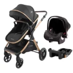 Carrinho de Bebê Premium Baby Kansas Preto e Dourado com Bebê Conforto