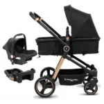 Carrinho de Bebê Premium Baby Kansas Preto e Dourado com Bebê Conforto
