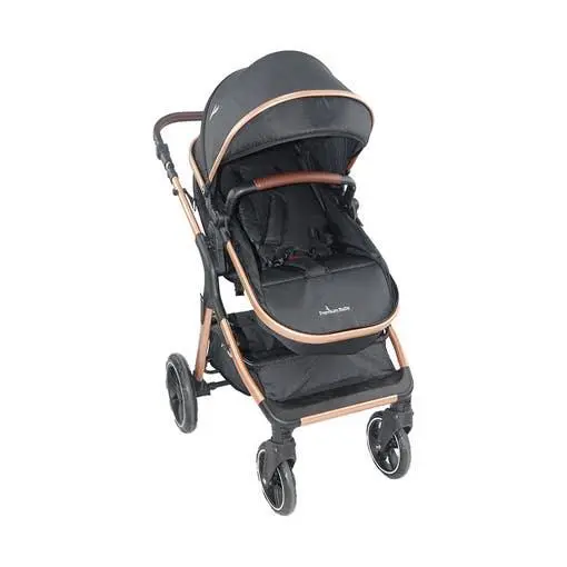 Carrinho de Bebê Premium Baby Kansas Preto e Dourado com Bebê Conforto Carrinho de Bebê Premium Baby Kansas Preto e Dourado com Bebê Conforto