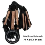 Carrinho de Bebê Premium Baby Kansas Preto e Dourado com Bebê Conforto