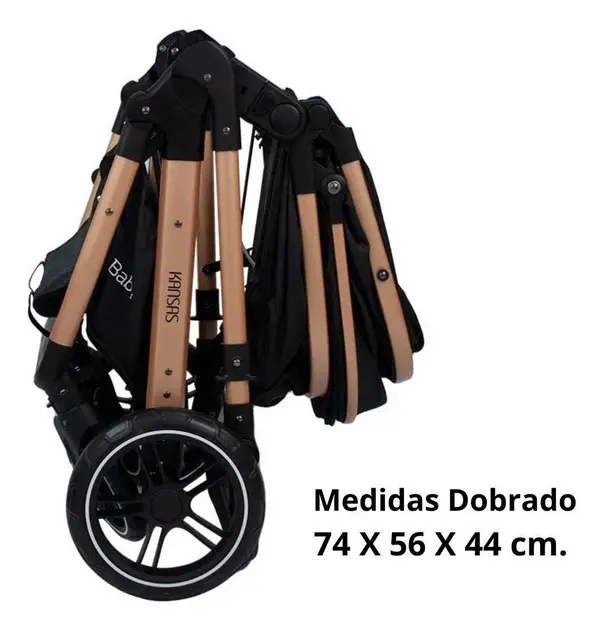Carrinho de Bebê Premium Baby Kansas Preto e Dourado com Bebê Conforto Carrinho de Bebê Premium Baby Kansas Preto e Dourado com Bebê Conforto