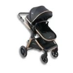 Carrinho de Bebê Premium Baby Kansas Preto e Dourado com Bebê Conforto