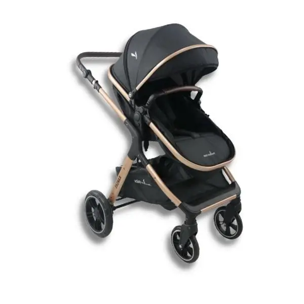 Carrinho de Bebê Premium Baby Kansas Preto e Dourado com Bebê Conforto Carrinho de Bebê Premium Baby Kansas Preto e Dourado com Bebê Conforto