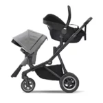 Carrinho de Bebê Thule Sleek + Moisés Cinza - Amortecedor 4 Rodas