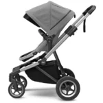Carrinho de Bebê Thule Sleek + Moisés Cinza - Amortecedor 4 Rodas